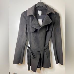 NWT H&M belted black suede jacket size extra small